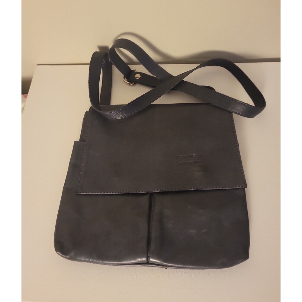 Vera Pelle Grey Leather Crossbody Bag